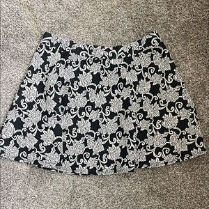 Joe B Black and White Floral A-Line Skirt